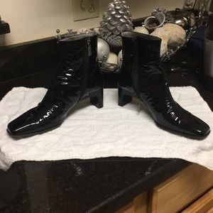 Black patent leather boots